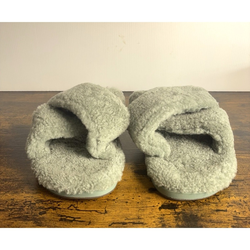 Olukai Hila Heu Wool Shearling Slippers Womens Sz 11 Muted Green Cozy Comfort - Picture 5 of 9